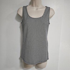Talbots Petite‎ Size PM Black White Pima Cotton Blend Scoop Neck Tank Top NEW
